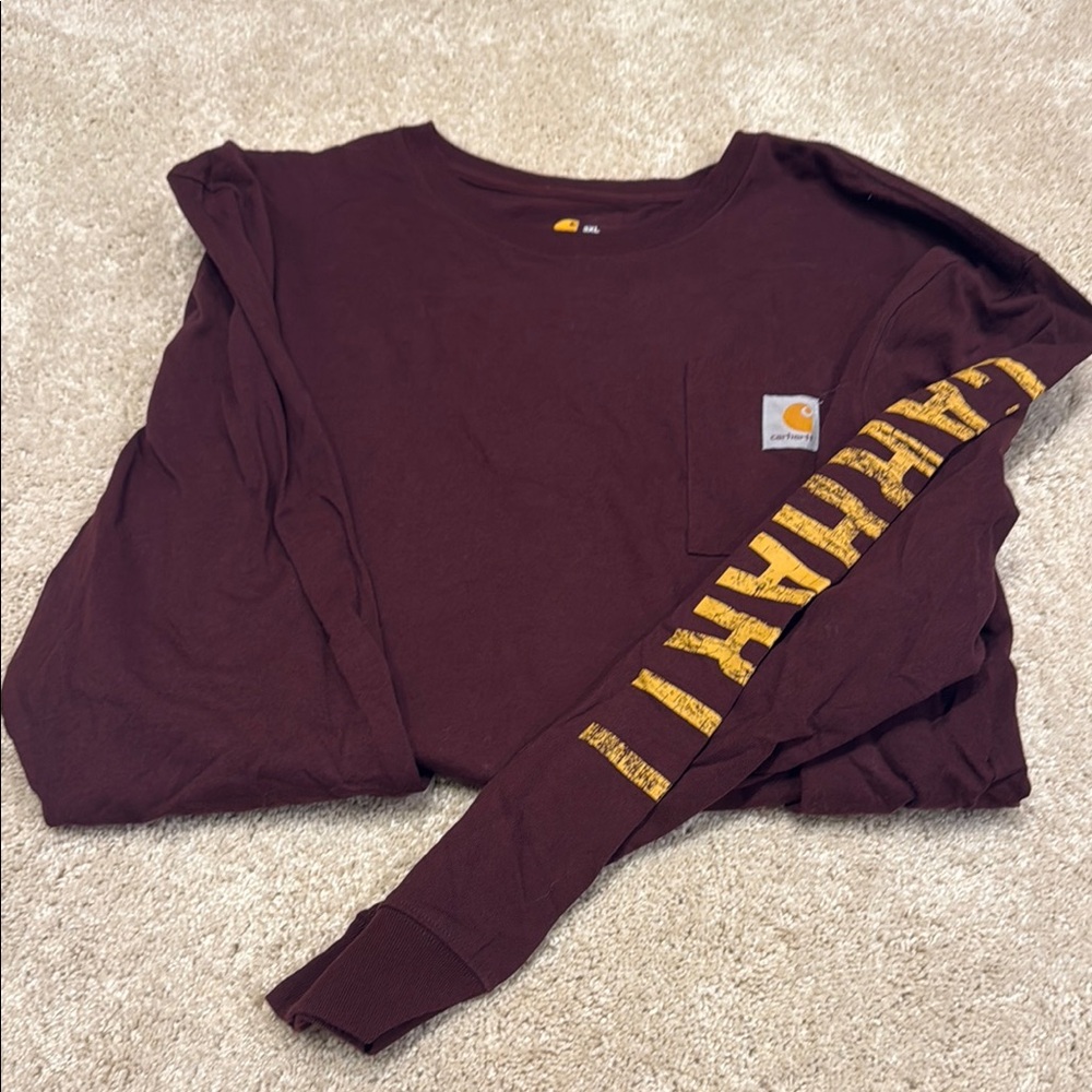 Carhartt Burgundy Long Sleeve with Yellow Logo